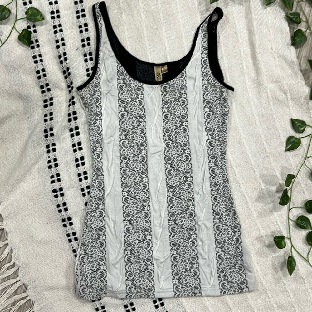 BKE Black & White Vertical Striped Tank Top - 1134